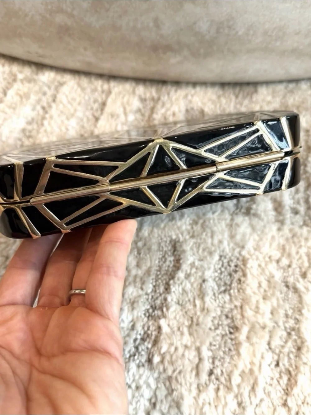 Bvlgari Serpenti Enamel Black & Gold Metal Chain Clutch Bag